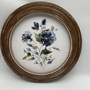 Kirkland Homes round blue floral picture 16 x 16 Weathered Frame Canvas